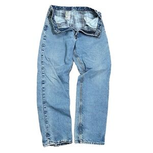 Carhartt B172 DST Blue Jeans Men 33x33 Relaxed Fit Flannel Lined Heavyweight